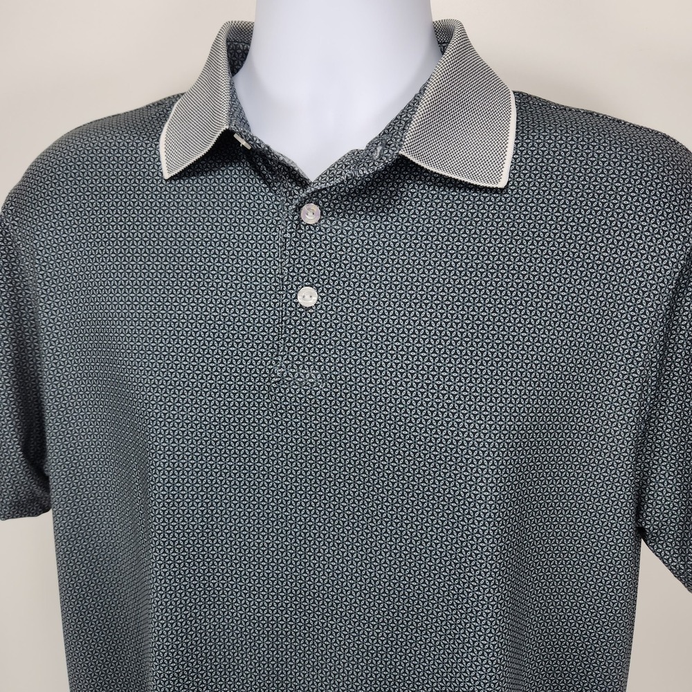 Hickey Freeman Men's M Short Sleeve Stretch Golf Polo Shirt Black Geometric